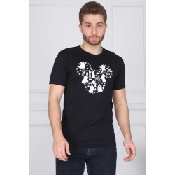 Tricou barbati, casual, imprimeu tip mickey mouse, culoare negru, 8742